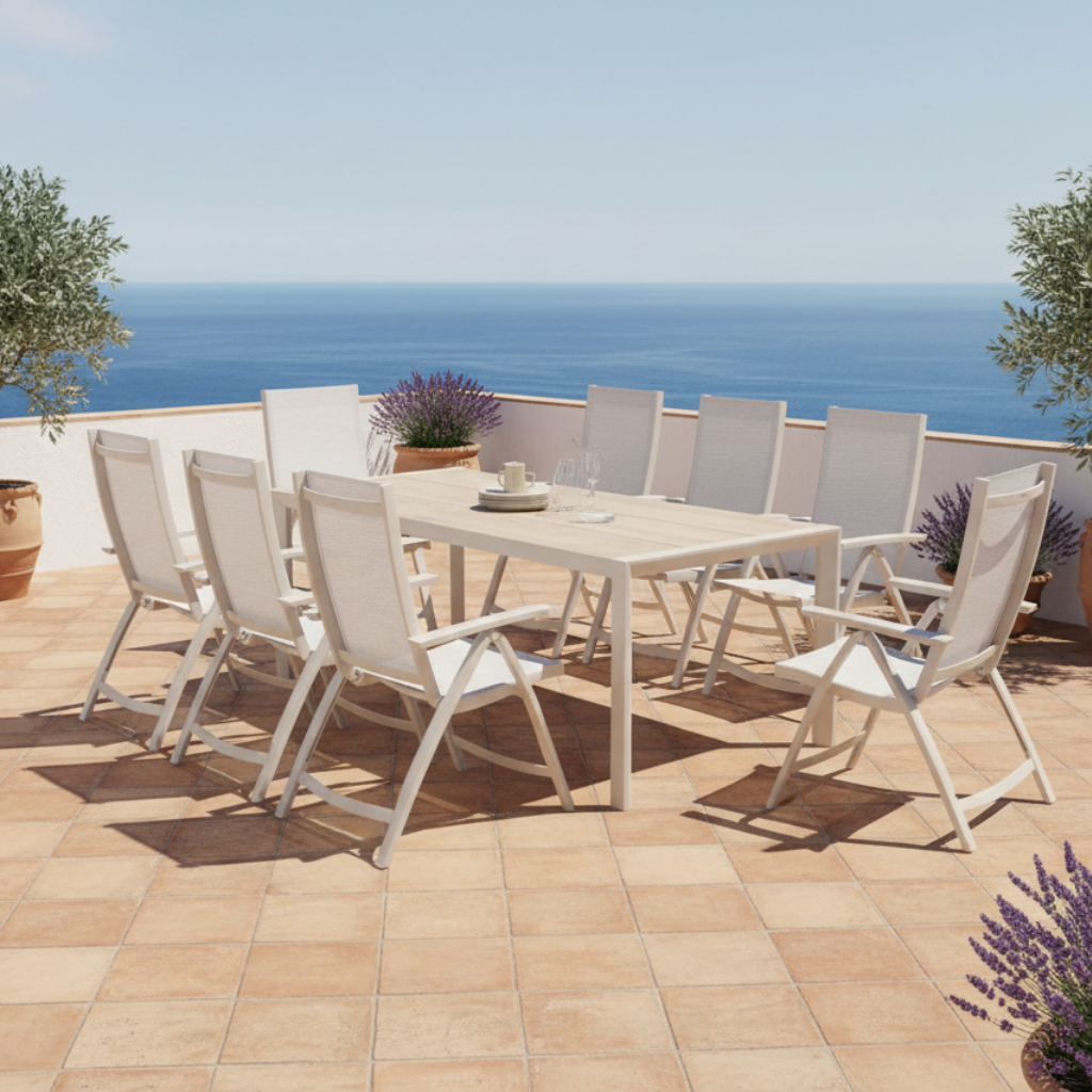 Lifestyle Garden Solana-Urbanite Light 8 Seater Aluminium Dining Set with Recliners