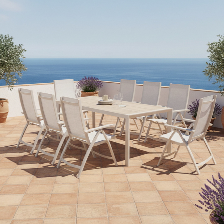 Lifestyle Garden Solana-Urbanite Light 8 Seater Aluminium Dining Set with Recliners