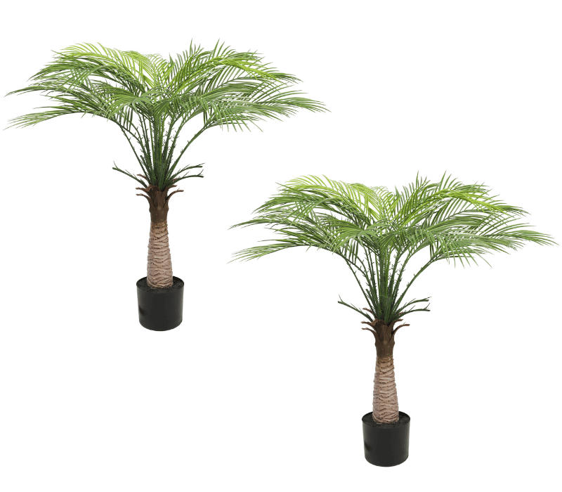 2x Artificial Slim Palm Tree Straight Trunk 95CM UV Protected Outdoor/Indoor