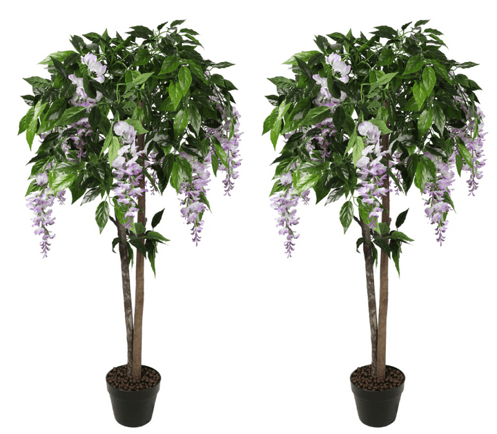 2x Premium Artificial Wisteria Tree in Purple 120cm