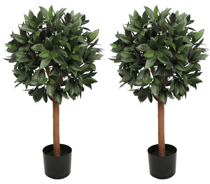 2x Artificial Bay Laurel Ball Tree 90cm / 30cm UV Protected Outdoor/Indoor