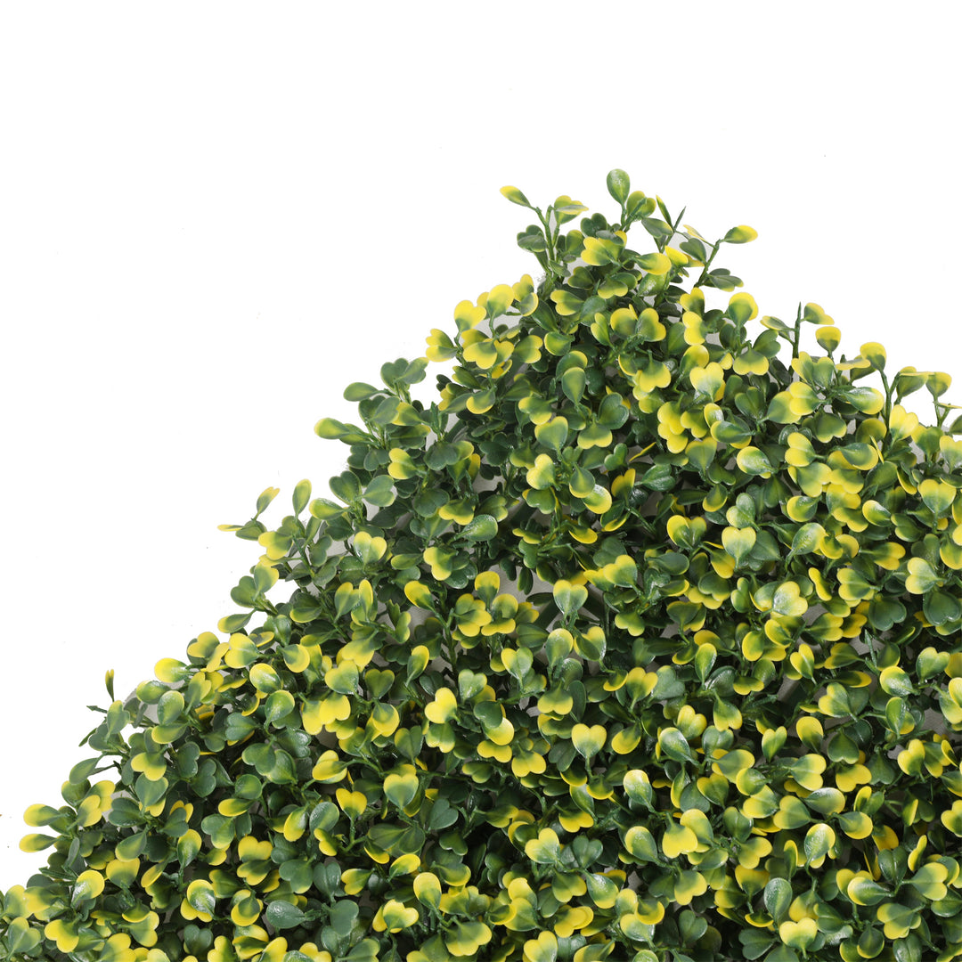 Boxwood Yellow / Green Artificial Plant Wall Tile - 50cm x 50cm - UV Resistant Outdoor / Indoor