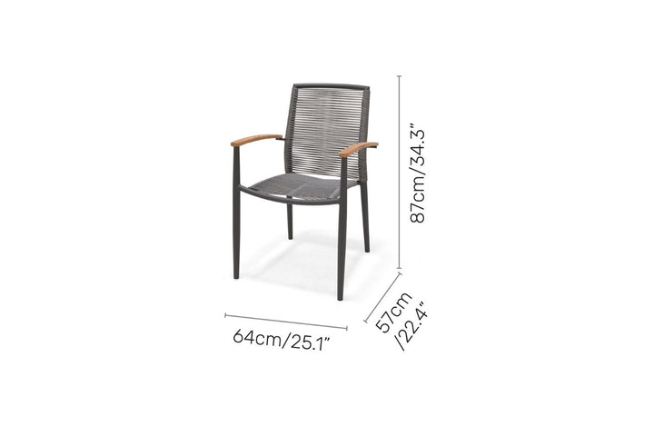Lifestyle Garden Topaz-Urbanite Dark 8 Seat Dining Set with Rope Chairs