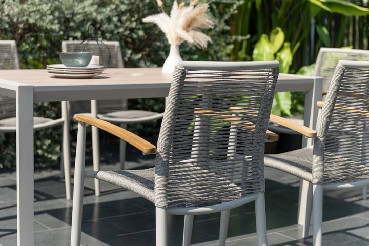 Lifestyle Garden Topaz-Urbanite Light 6 Seat Dining Set with Rope Chairs