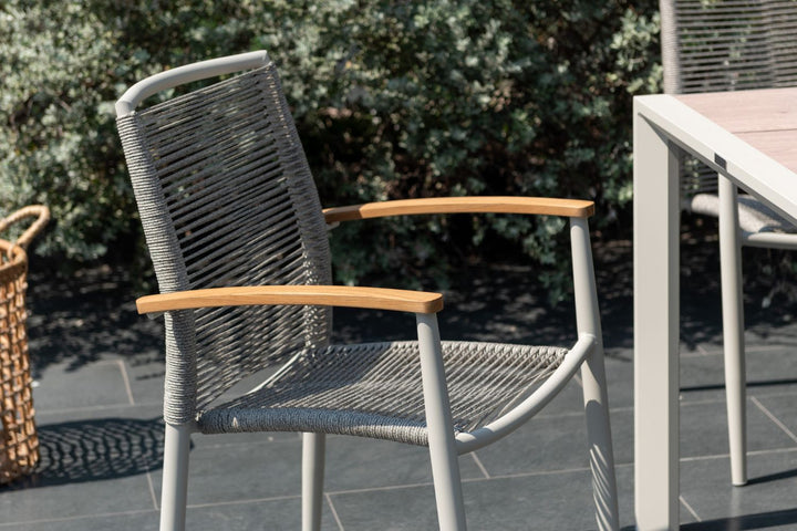 Lifestyle Garden Topaz-Urbanite Light 6 Seat Dining Set with Rope Chairs