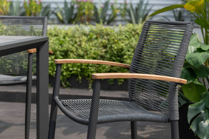 Lifestyle Garden Topaz-Urbanite Dark 6 Seat Dining Set with Rope Chairs