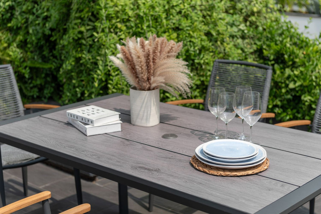 Lifestyle Garden Topaz-Urbanite Dark 6 Seat Dining Set with Rope Chairs