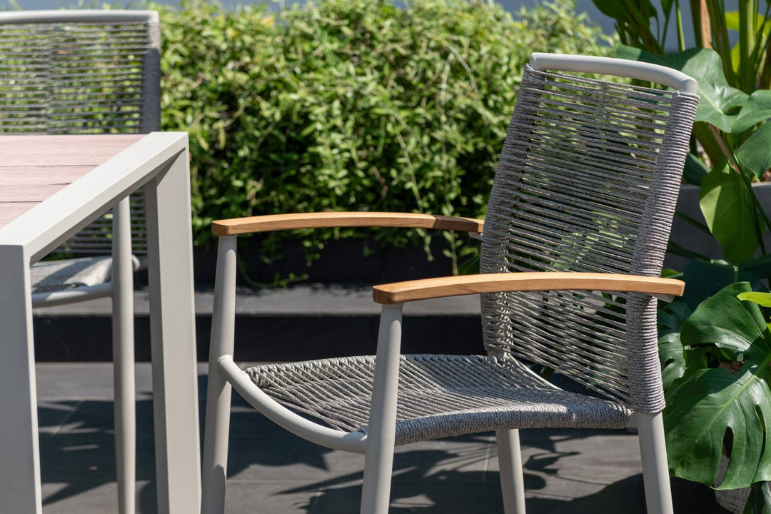 Lifestyle Garden Topaz-Urbanite Light 8 Seat Dining Set with Rope Chairs