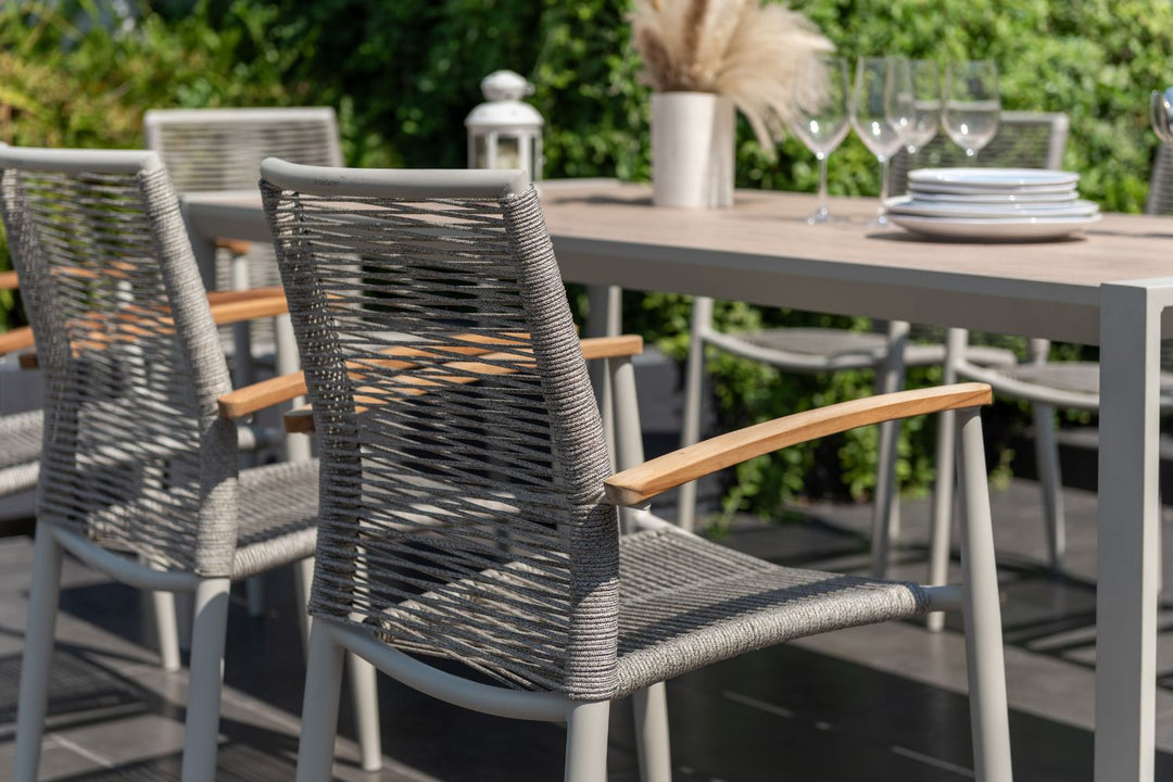 Lifestyle Garden Topaz-Urbanite Light 8 Seat Dining Set with Rope Chairs