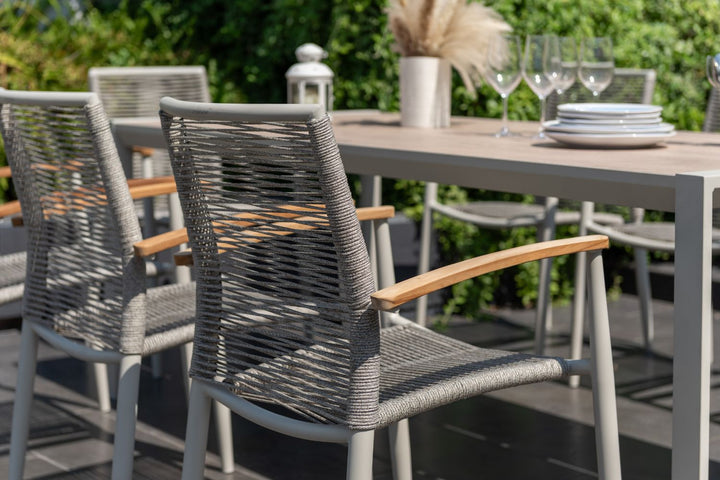 Lifestyle Garden Topaz-Urbanite Light 8 Seat Dining Set with Rope Chairs