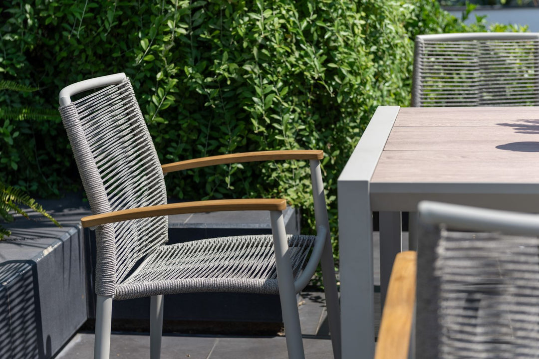 Lifestyle Garden Topaz-Urbanite Light 8 Seat Dining Set with Rope Chairs