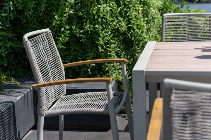 Lifestyle Garden Topaz-Urbanite Light 8 Seat Dining Set with Rope Chairs