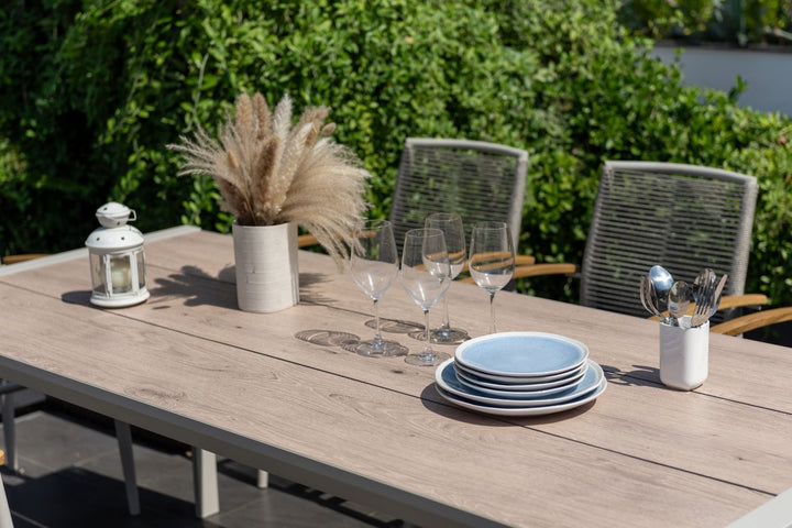 Lifestyle Garden Topaz-Urbanite Light 8 Seat Dining Set with Rope Chairs