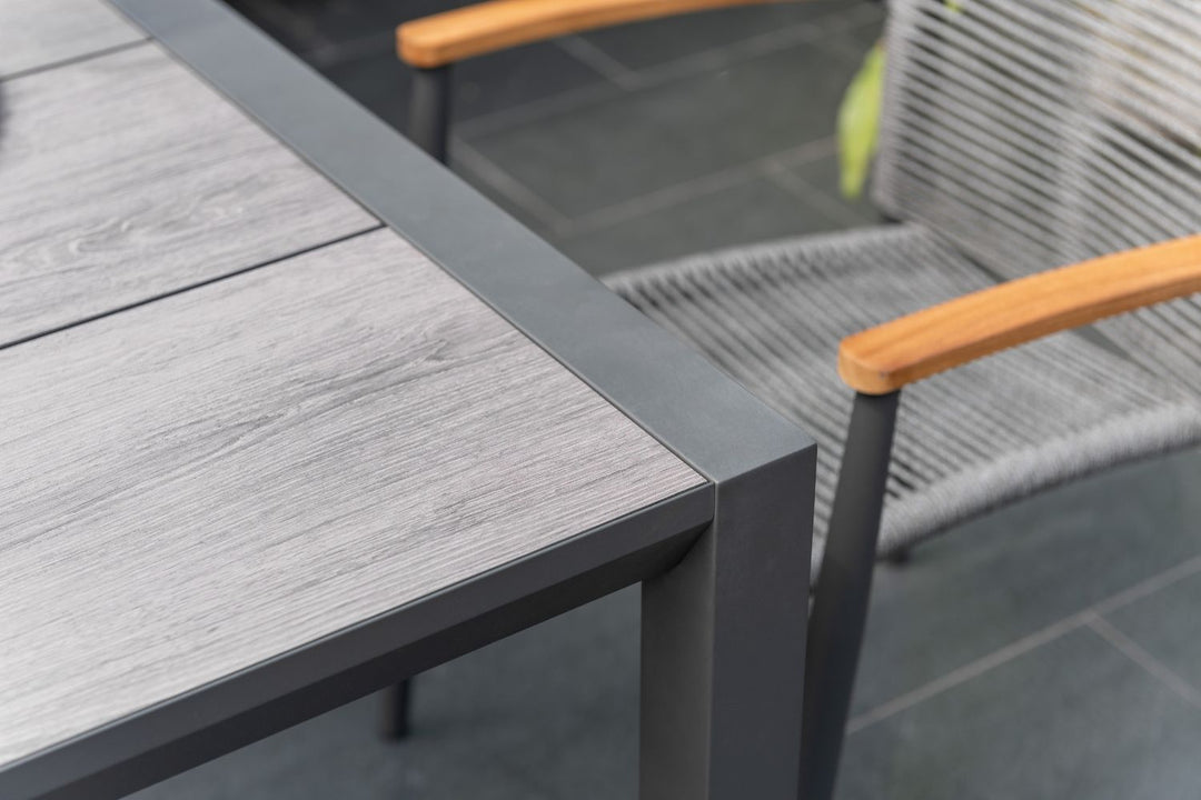 Lifestyle Garden Topaz-Urbanite Dark 4 Seat Dining Set with Rope Chairs
