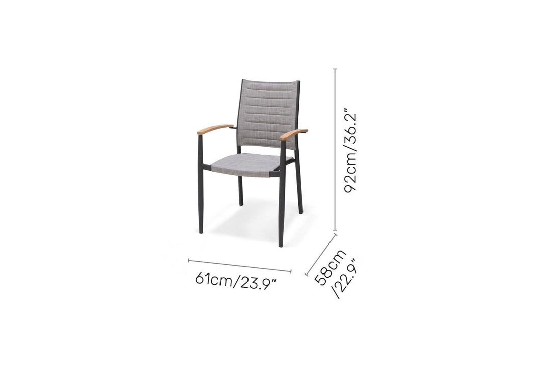 Lifestyle Garden Topaz-Urbanite Dark 6 Seat Dining Set with Rope Chairs