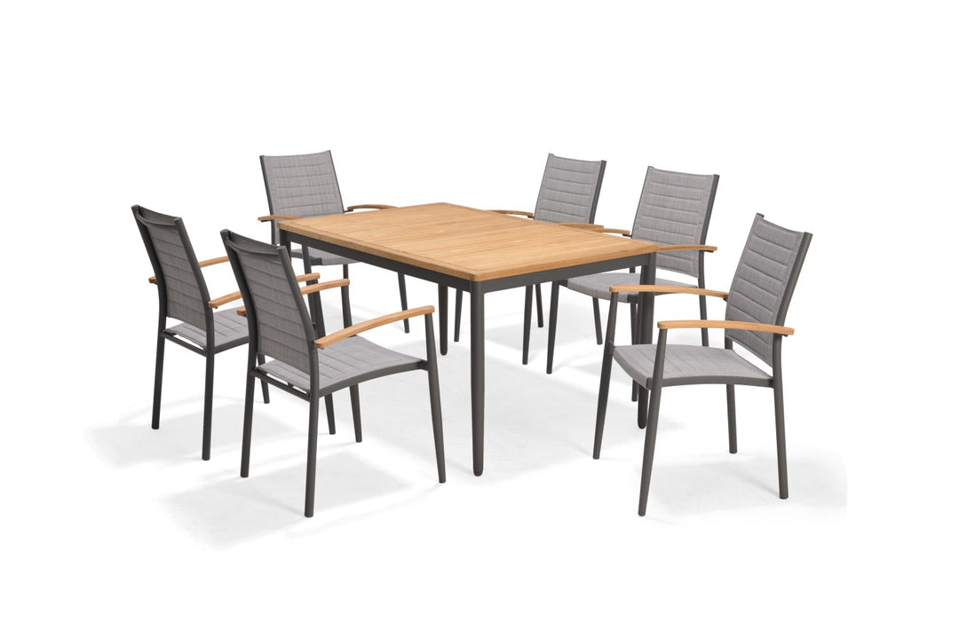 Topaz Dark 6 Seat Dining Set 144cm - Lifestyle Garden