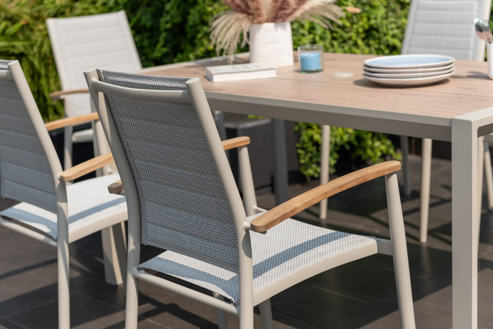 Lifestyle Garden Topaz-Urbanite Light 6 Seat Dining Set with Mesh Chairs