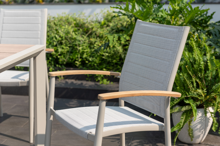 Lifestyle Garden Topaz-Urbanite Light 6 Seat Dining Set with Mesh Chairs