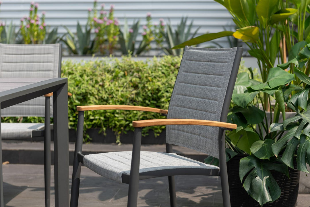 Lifestyle Garden Topaz-Urbanite Dark 6 Seat Dining Set with Rope Chairs