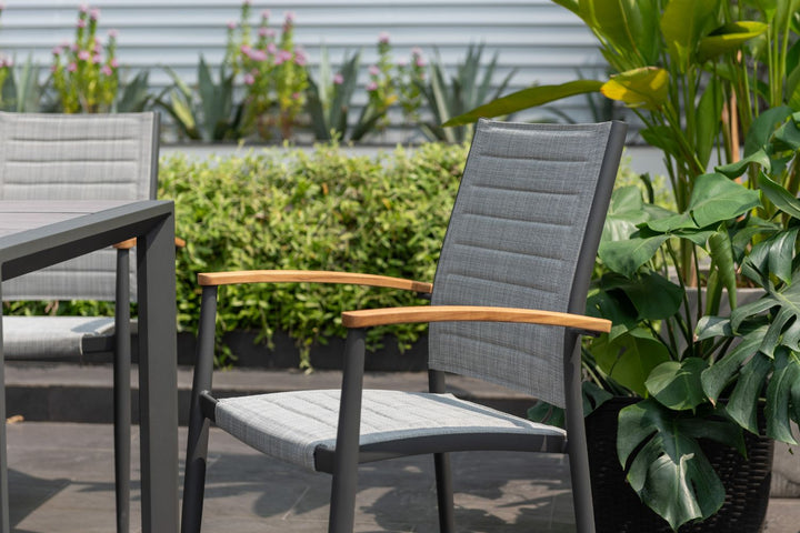 Lifestyle Garden Topaz-Urbanite Dark 6 Seat Dining Set with Rope Chairs