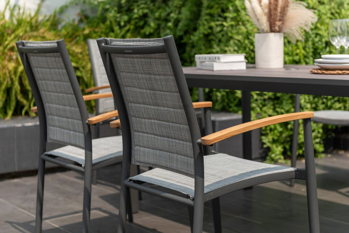 Lifestyle Garden Topaz-Urbanite Dark 6 Seat Dining Set with Rope Chairs