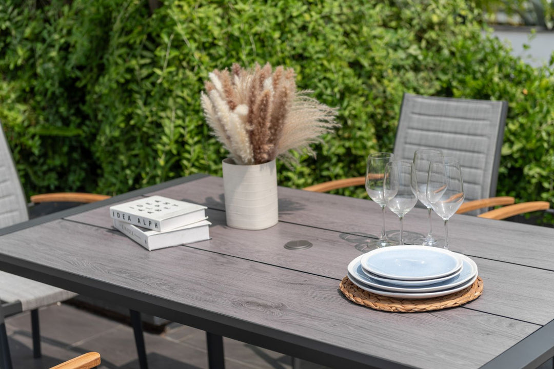 Lifestyle Garden Topaz-Urbanite Dark 6 Seat Dining Set with Rope Chairs