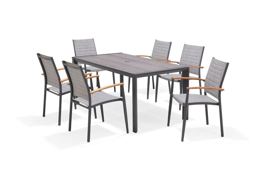 Lifestyle Garden Topaz-Urbanite Dark 6 Seat Dining Set with Rope Chairs