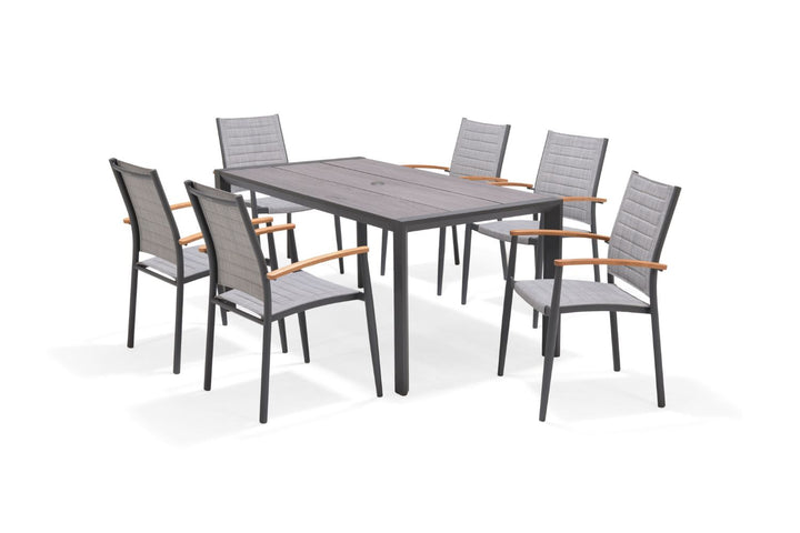 Lifestyle Garden Topaz-Urbanite Dark 6 Seat Dining Set with Rope Chairs