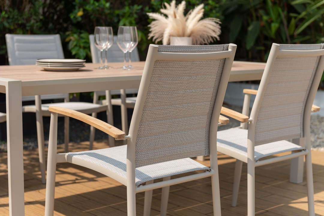 Lifestyle Garden Topaz-Urbanite Light 8 Seat Dining Set with Mesh Chairs