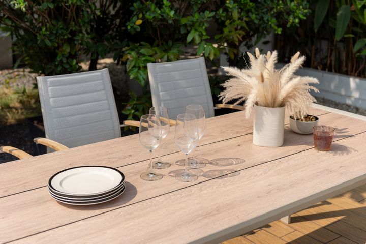 Lifestyle Garden Topaz-Urbanite Light 8 Seat Dining Set with Mesh Chairs