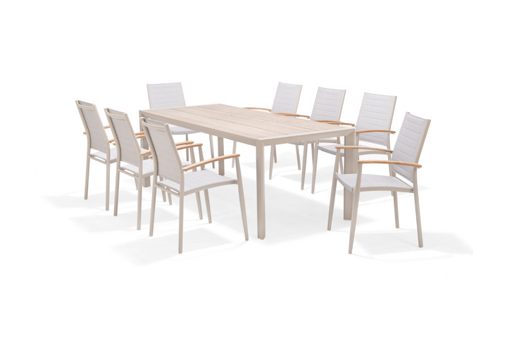 Lifestyle Garden Topaz-Urbanite Light 8 Seat Dining Set with Mesh Chairs