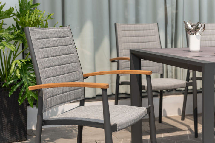 Lifestyle Garden Topaz-Urbanite Dark 8 Seat Dining Set with Mesh Chairs