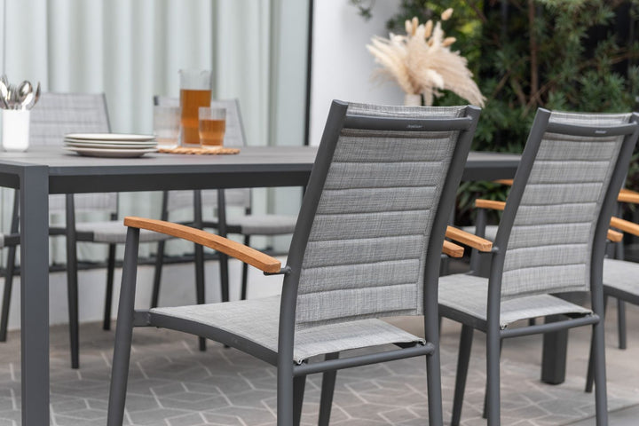 Lifestyle Garden Topaz-Urbanite Dark 8 Seat Dining Set with Mesh Chairs