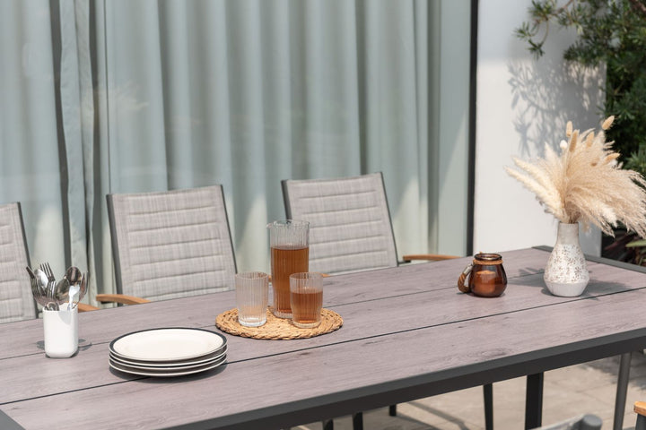 Lifestyle Garden Topaz-Urbanite Dark 8 Seat Dining Set with Mesh Chairs