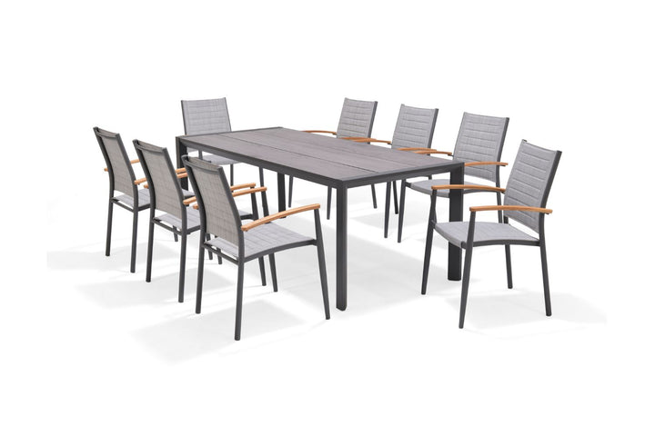 Lifestyle Garden Topaz-Urbanite Dark 8 Seat Dining Set with Mesh Chairs