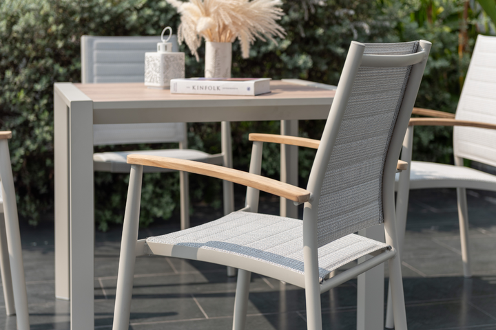 Lifestyle Garden Topaz-Urbanite Light 4 Seat Dining Set with Mesh Chairs