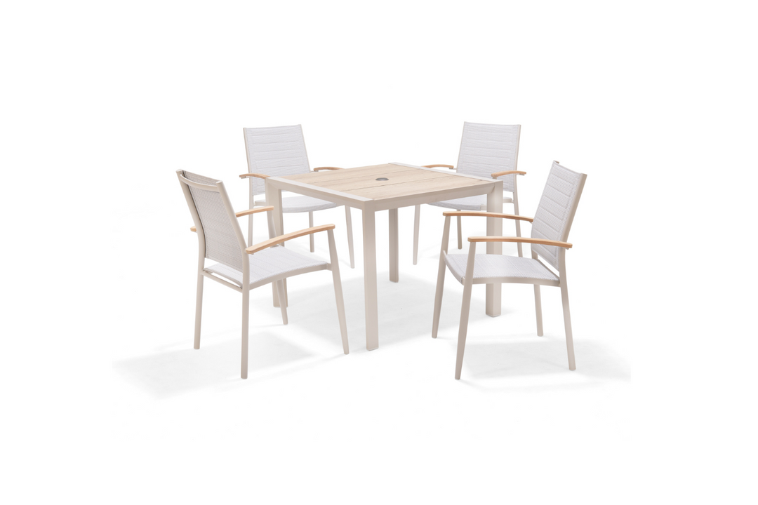 Lifestyle Garden Topaz-Urbanite Light 4 Seat Dining Set with Mesh Chairs