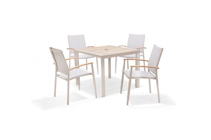 Lifestyle Garden Topaz-Urbanite Light 4 Seat Dining Set with Mesh Chairs