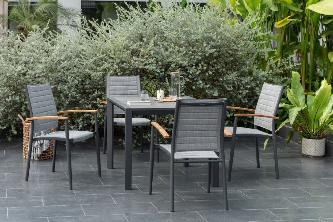 Topaz-Urbanite Dark 4 Seat Dining Set with Mesh Chairs - Lifestyle Garden
