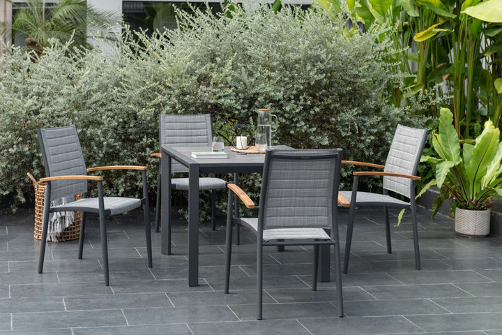 Topaz-Urbanite Dark 4 Seat Dining Set with Mesh Chairs - Lifestyle Garden