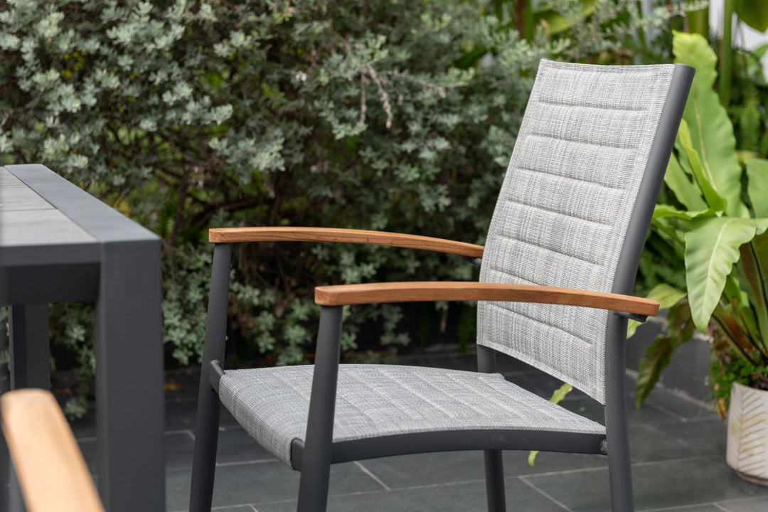 Topaz-Urbanite Dark 4 Seat Dining Set with Mesh Chairs - Lifestyle Garden