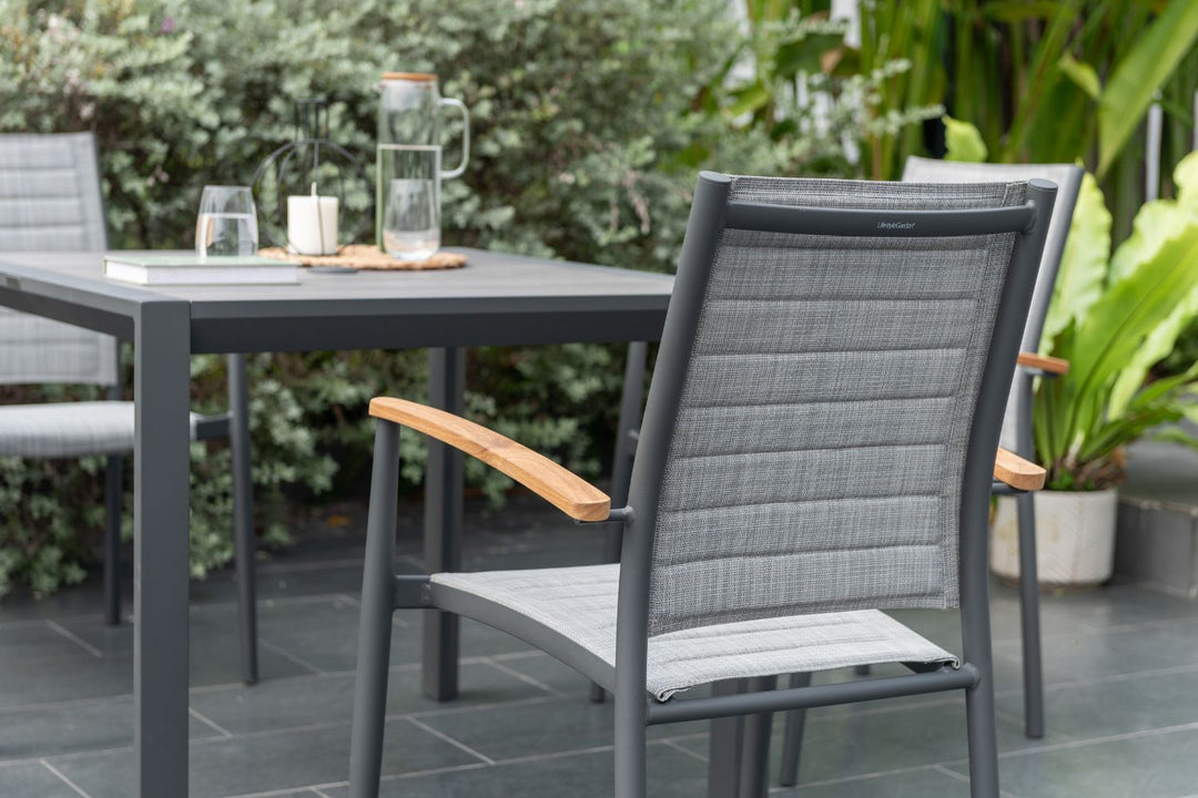 Topaz-Urbanite Dark 4 Seat Dining Set with Mesh Chairs - Lifestyle Garden