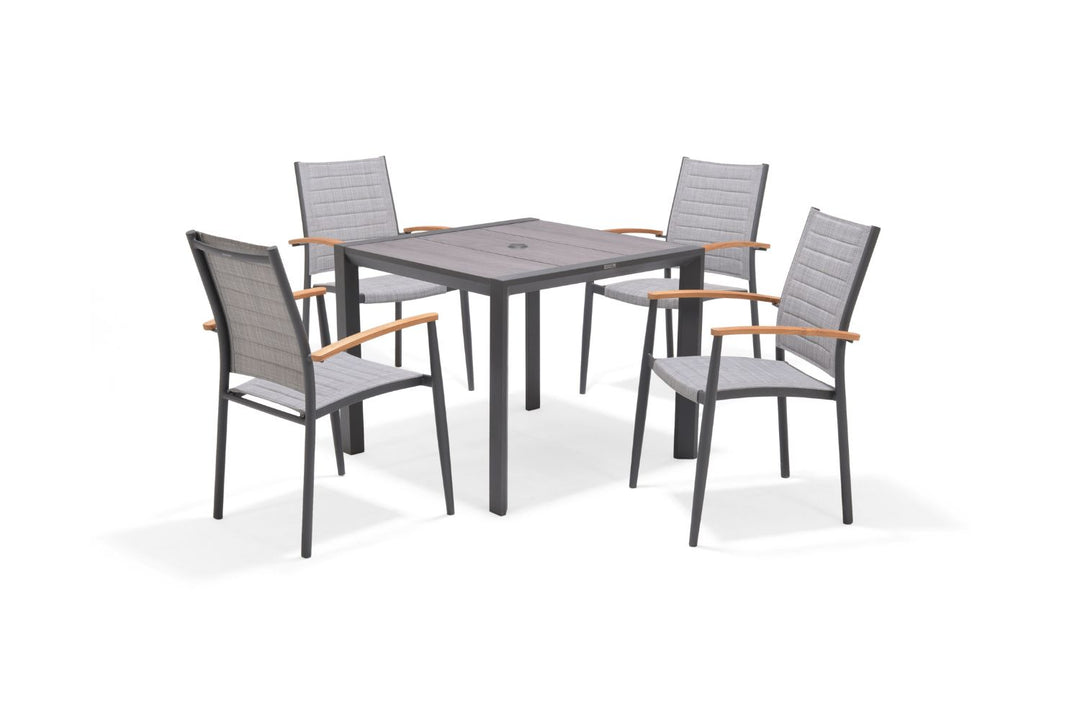 Topaz-Urbanite Dark 4 Seat Dining Set with Mesh Chairs - Lifestyle Garden