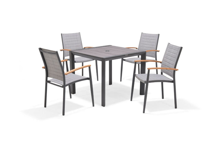 Topaz-Urbanite Dark 4 Seat Dining Set with Mesh Chairs - Lifestyle Garden