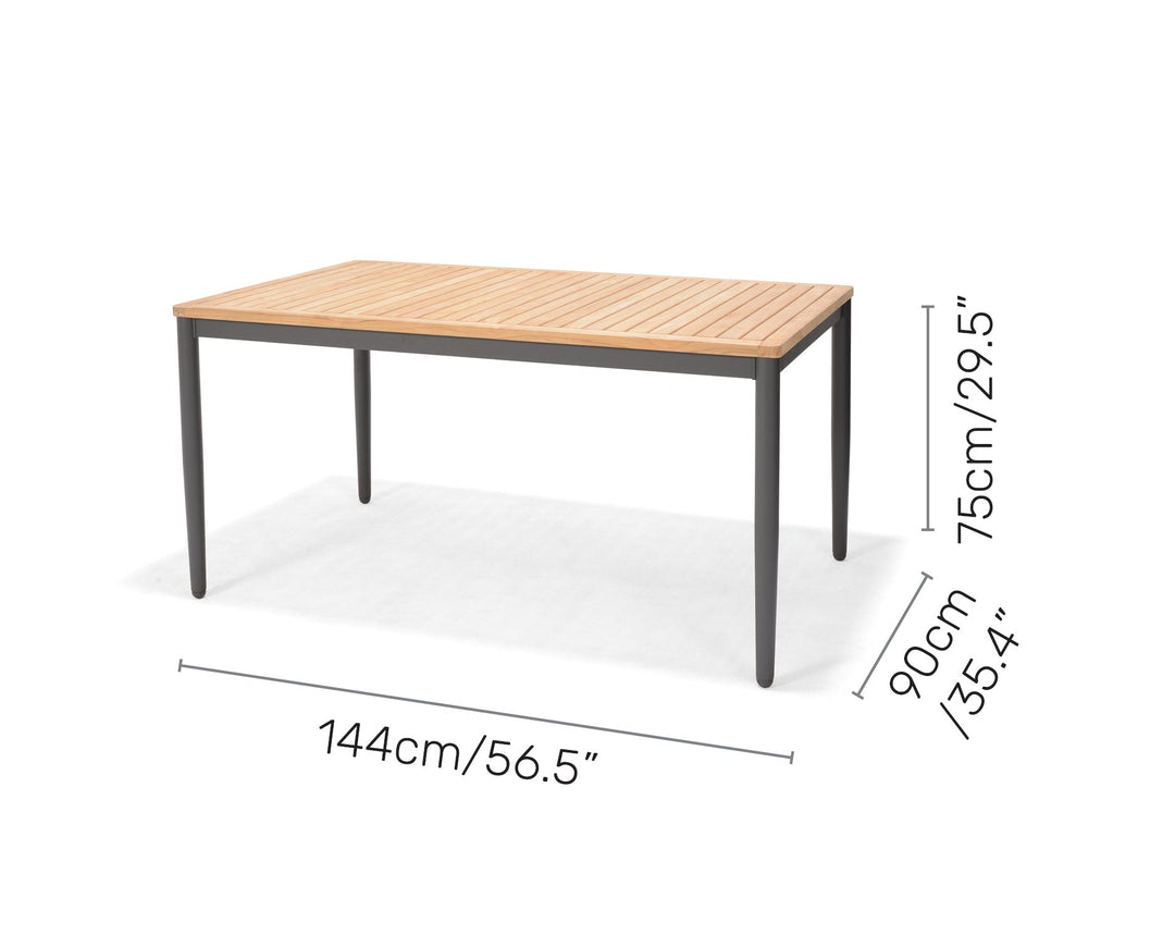 Lifestyle Garden Topaz Rectangular Table 144x90cm - Metal Grey