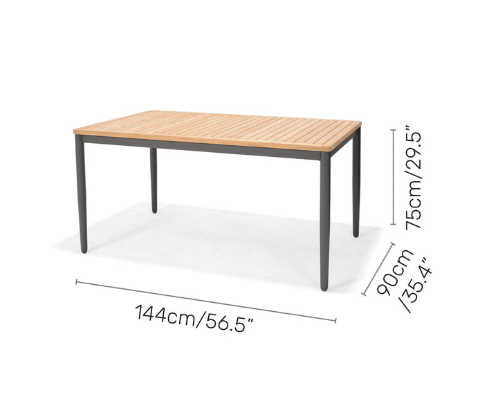 Lifestyle Garden Topaz Rectangular Table 144x90cm - Metal Grey