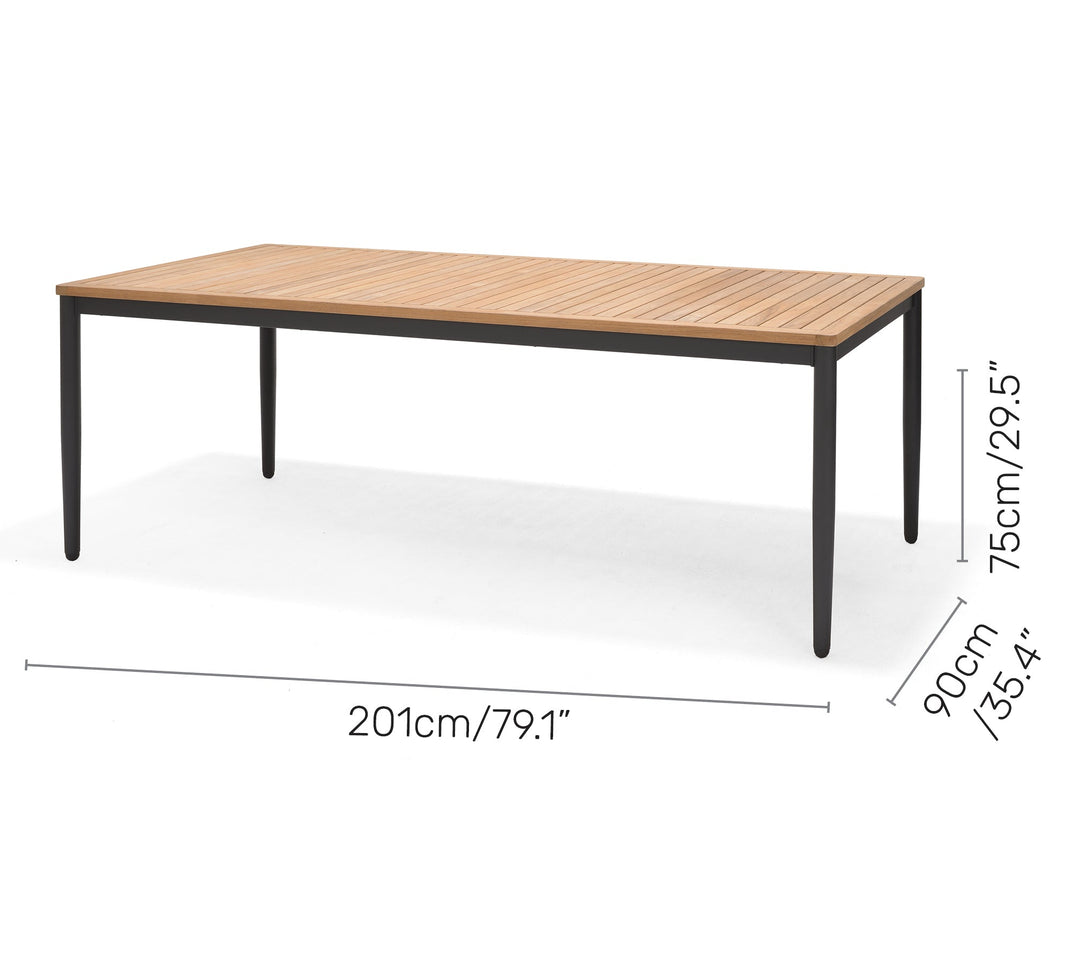 Lifestyle Garden Topaz Rectangular Table 201x90cm - Metal Grey