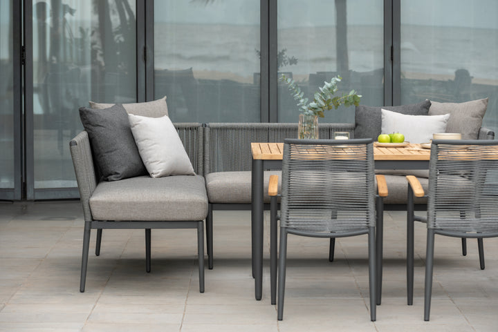 Topaz Dark Corner Casual Dining Set with Rope Chairs - Lifestyle Garden