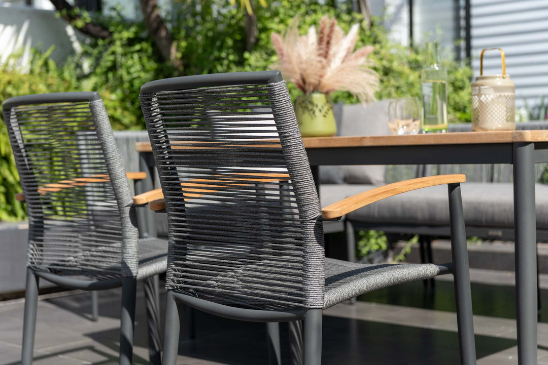 Topaz Dark Corner Casual Dining Set with Rope Chairs - Lifestyle Garden