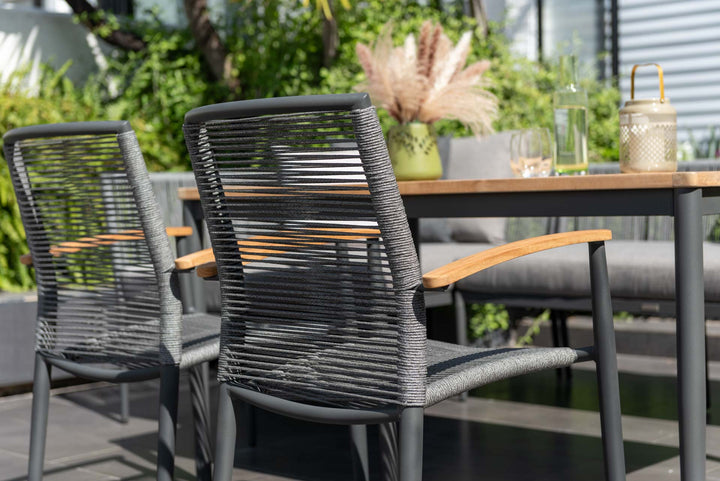 Topaz Dark Corner Casual Dining Set with Rope Chairs - Lifestyle Garden